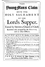 The Young Mans Claim Unto the Holy Sacrament of the Lords Supper